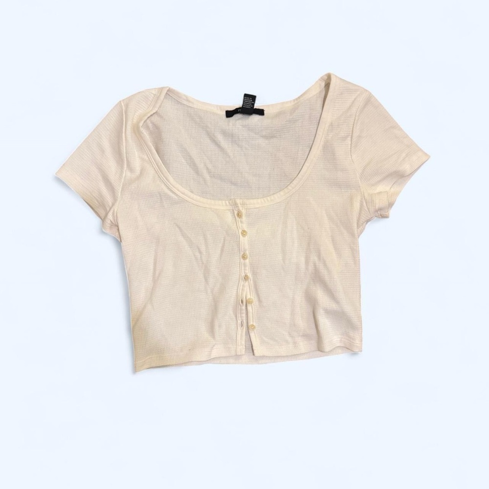 Cream Button-Up Women's Top